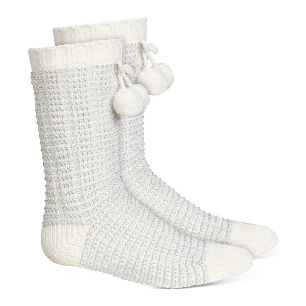 Charter Club Womens Size S/M Striped Slipper Socks With Faux Sherpa Lining‎ 1722
